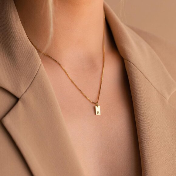 Dainty Gold Initial Necklace 16+2in Sterling Silver Pendant for Women - Picture 5 of 7